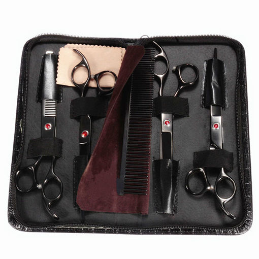 Picture of Professional Pet Scissors Kit Sharp Edge Dog Cat 4pcs Grooming With Storage Bag