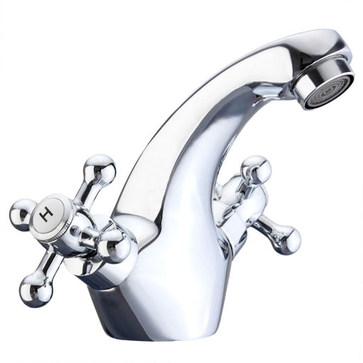 Immagine di Modern Kitchen Double Handle Solid Brass Chrome Bathroom Hot Cold Water Faucet Bathtub Basin Sink Mixer Tap