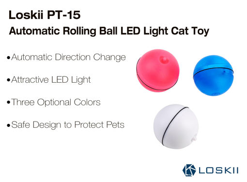Immagine di Loskii PT-15 Electronic 360 Degree Self Rotating Ball Automatic Rolling Ball LED Light Pet Cat Toys
