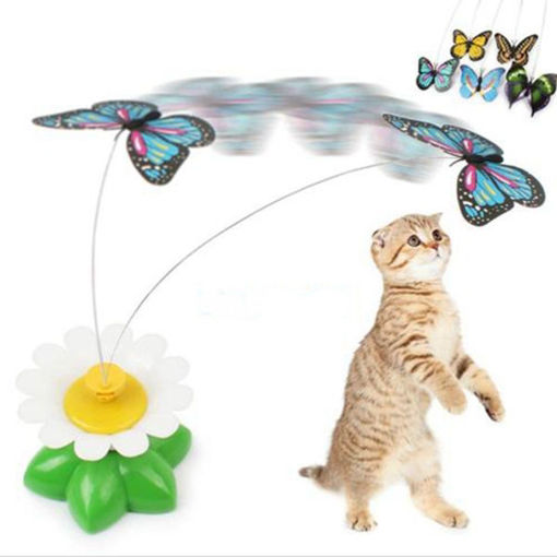 Picture of Funny Pet Cat Kitten Toys Electric Rotating Butterfly Rod Pet Cat Teaser Play Toy