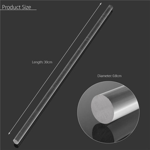 Picture of 5Pcs Transparent Acrylic Round Rod 0.8cm Diameter 30cm Length Solid Acrylic Rod