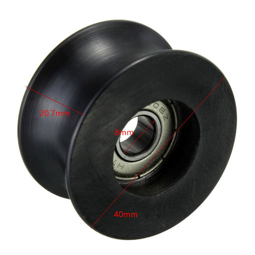 Picture of 8mm U Groove Ball Bearing 0840UU Groove Guide Pulley Sealed Rail Ball Bearing 8*40*20.7mm
