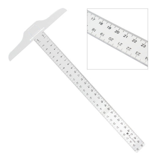 Picture of 30cm Plastic Clear Head T-Square Graduated Measurement Ruler Home Garden Tool