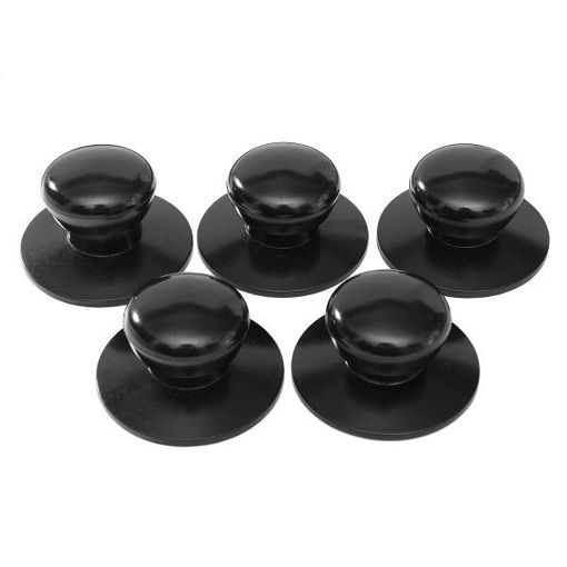Picture of 5Pcs Black Plastic Cover Handles Knobs For Pot Saucepan Kettle Lid