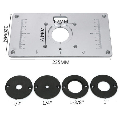 Immagine di Aluminum Router Table Insert Plate With Rings and Screws for 62x70mm Woodworking Benches