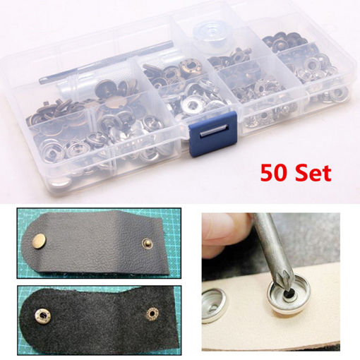 Immagine di 50 Set Metal Snap Fasteners Buttons Press Stud Cloth Sewing Craft 10 12.5 15 17mm