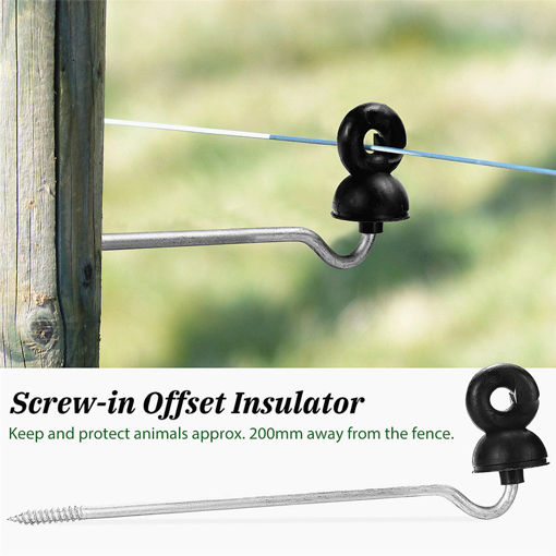 Picture of 25pcs Plastic Insulators Screw-in Offset 200mm For Electric Fence With Wood Post Electric Wire Fence