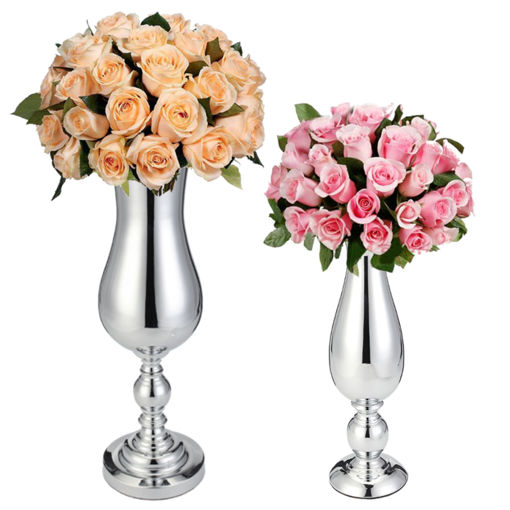 Picture of 38/51cm Silver Plated Vase Urn Centrepiece Display Wedding Table Floral Arrangement Decoration