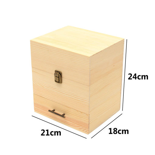 Picture of 59 Slots Essential Oil Storage Wood Box Case Aromatherapy Organizer 3 Tires