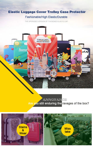 Picture of Honana Tourism Theme Elastic Luggage Cover Trolley Case Cover Warm Travel Suitcase Protector