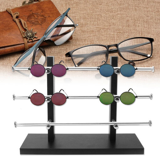 Immagine di 3 Layer Black Vintage Sunglasses Eye Glasses Rack Display Stand Holder Organizer