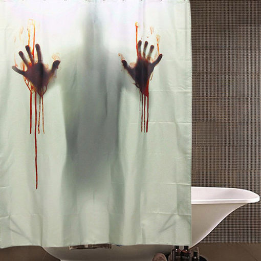 Immagine di Halloween Horror Blood Bath Polyester Shower Curtain Bathroom Decor with 12 Hooks