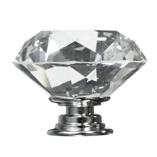 Immagine di 5Pcs 40mm Diamond Shape Crystal Glass Pull Handle Furniture Cabinet Drawer Door Knob